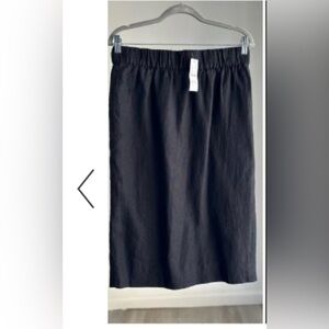 (3/$25) j. Crew NWT Black Linen Lined Pencil Skirt Stretch Waist Size L